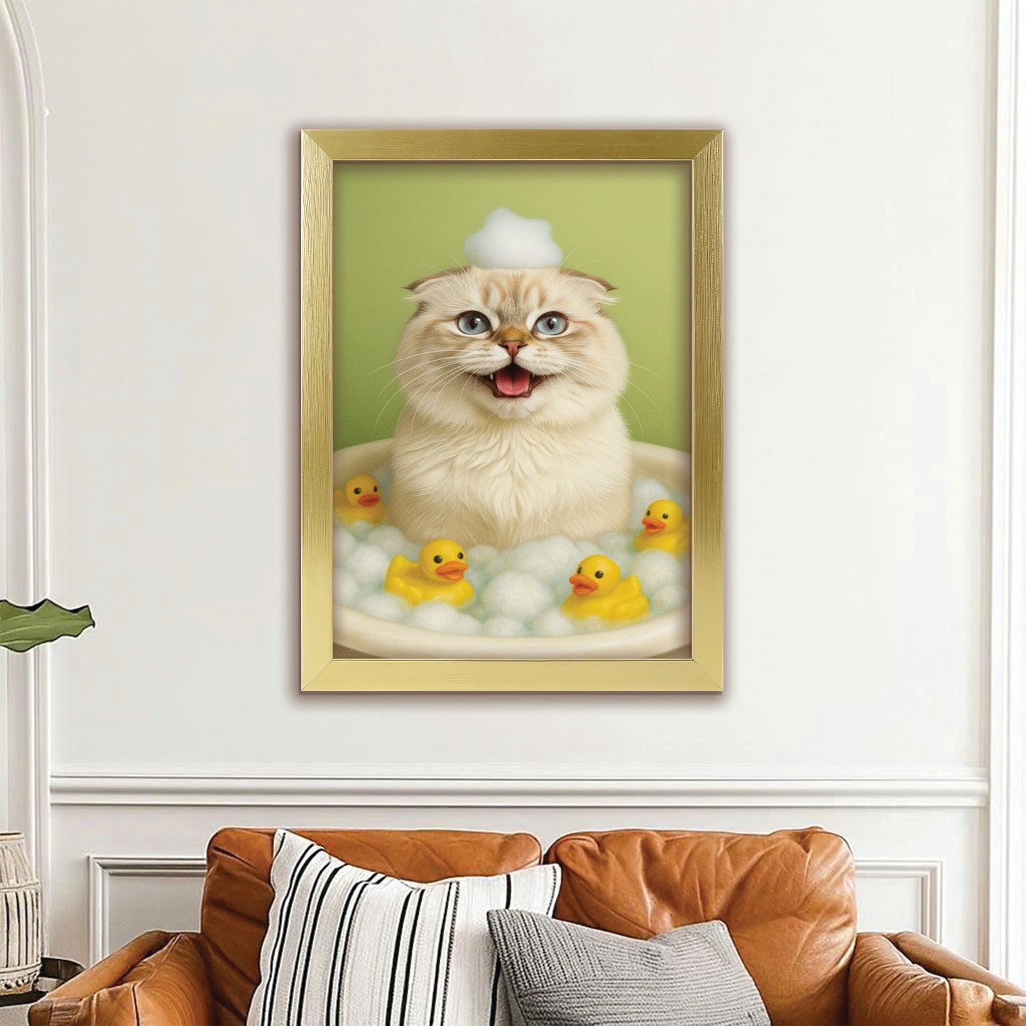 Custom Photo Cat Bathroom Style 25 Canvas Framed Wall Art Gift For Cat Lovers