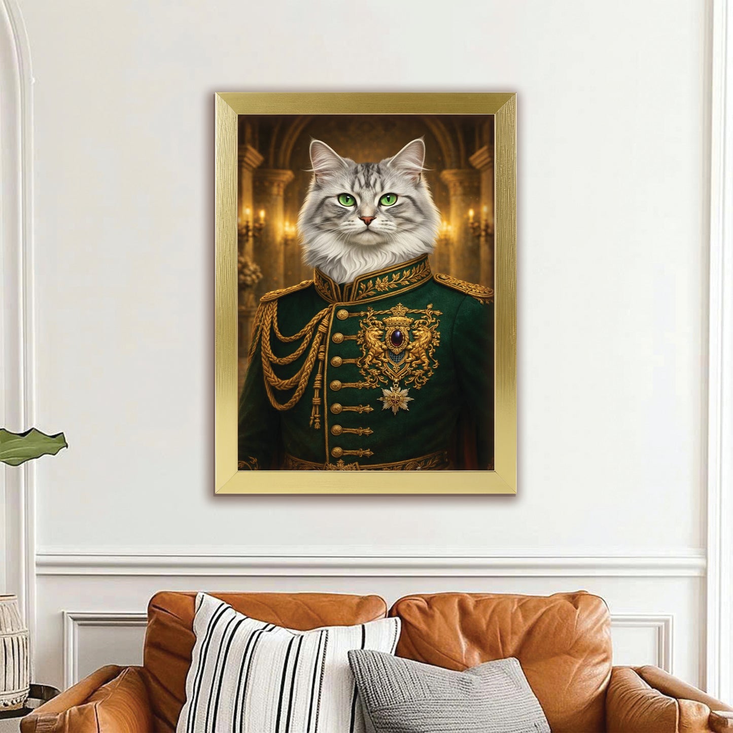Custom Photo Cat Royal Style 11 Canvas Framed Wall Art Gift For Cat Lovers