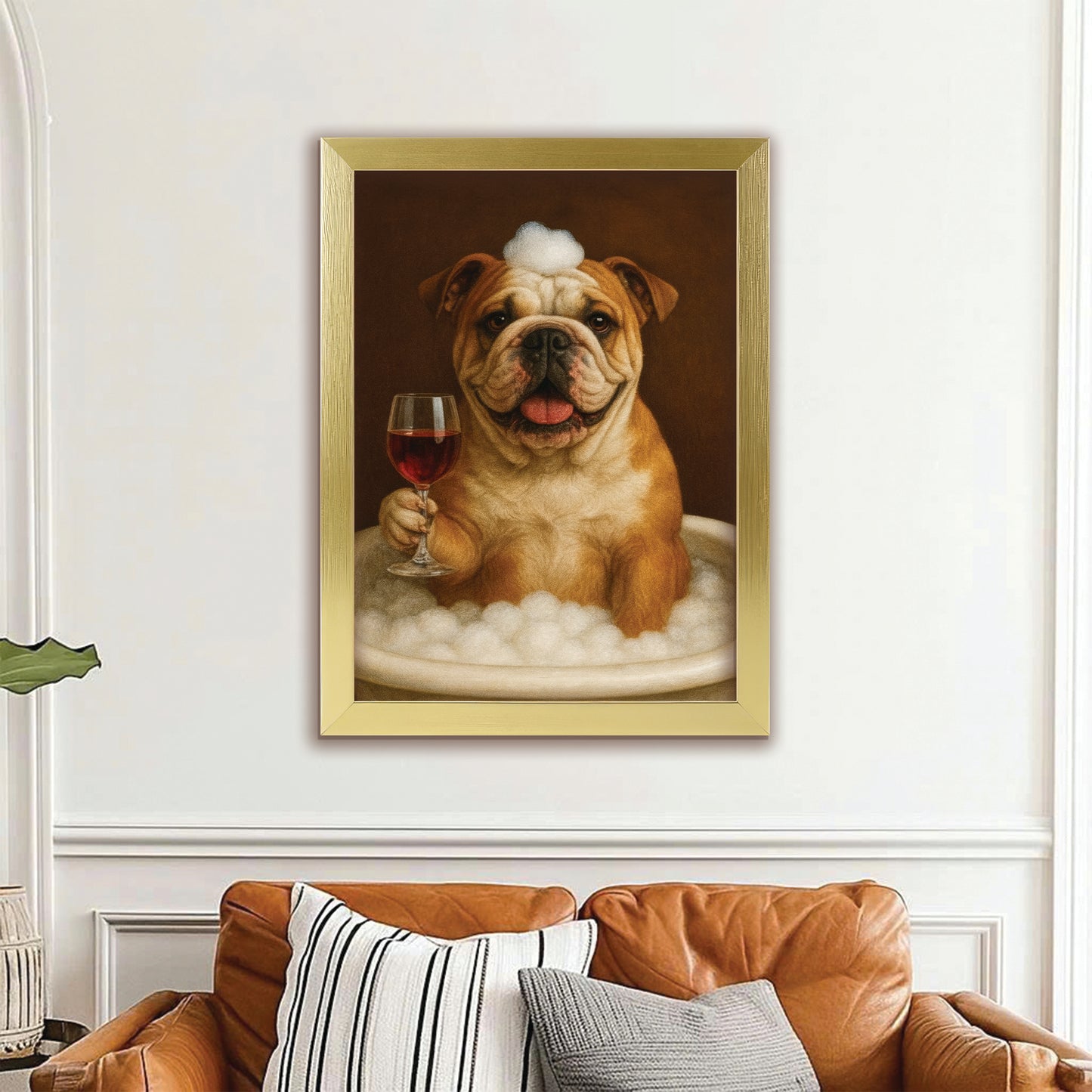 Custom Photo Dog Bathroom Style 27 Canvas Framed Wall Art Gift For Dog Lovers