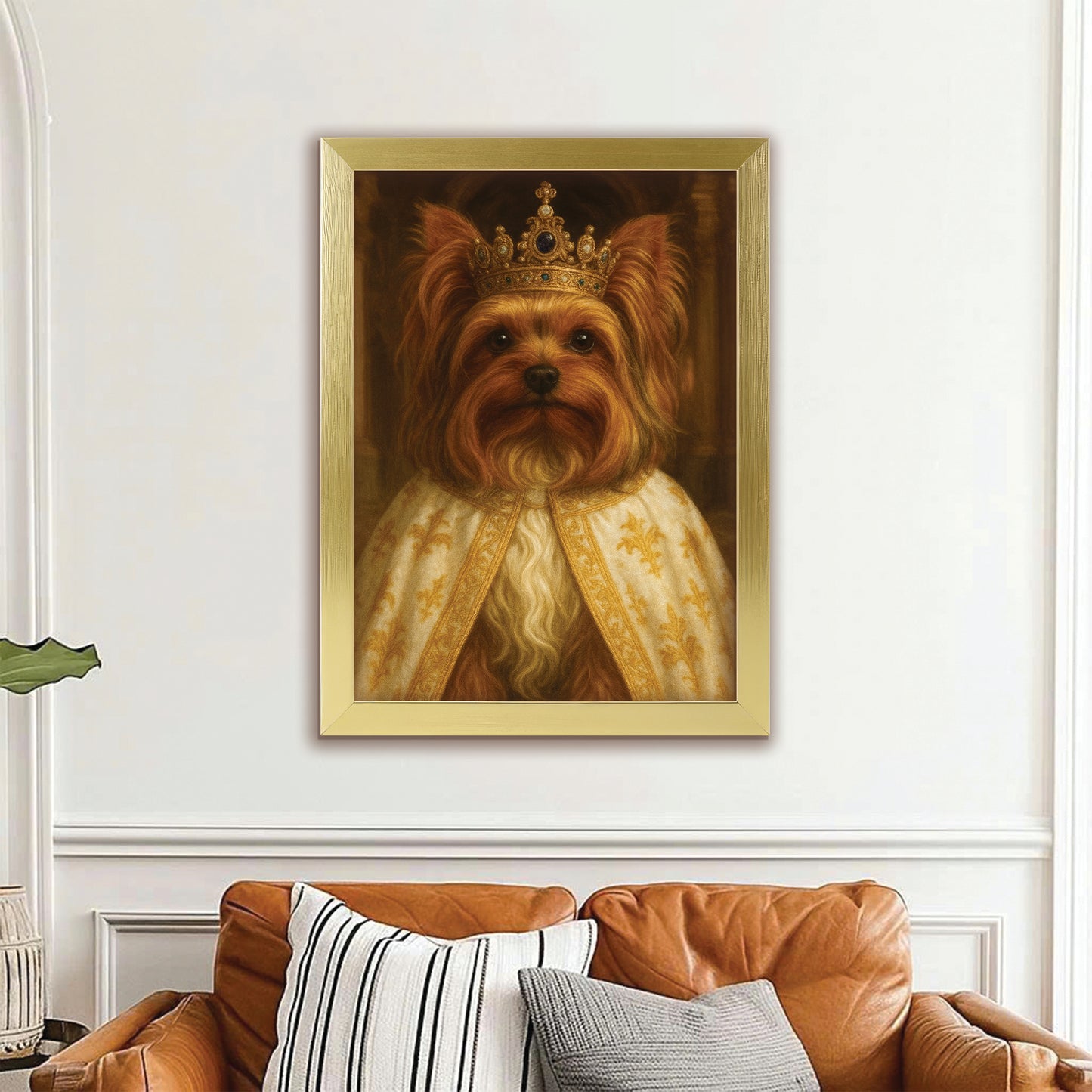 Custom Photo Dog Royal Style 07 Canvas Framed Wall Art Gift For Dog Lovers