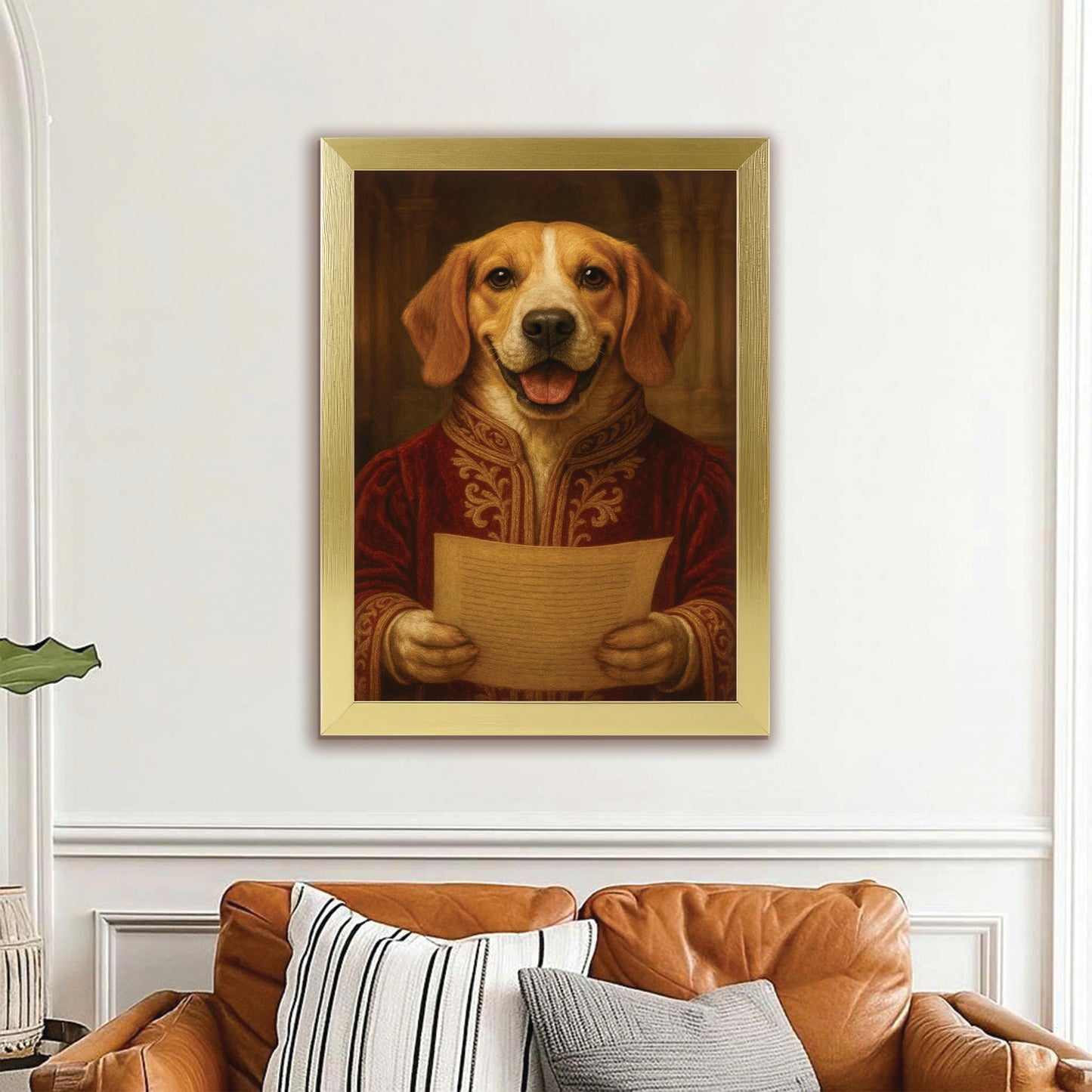 Custom Photo Dog Royal Style 06 Canvas Framed Wall Art Gift For Dog Lovers