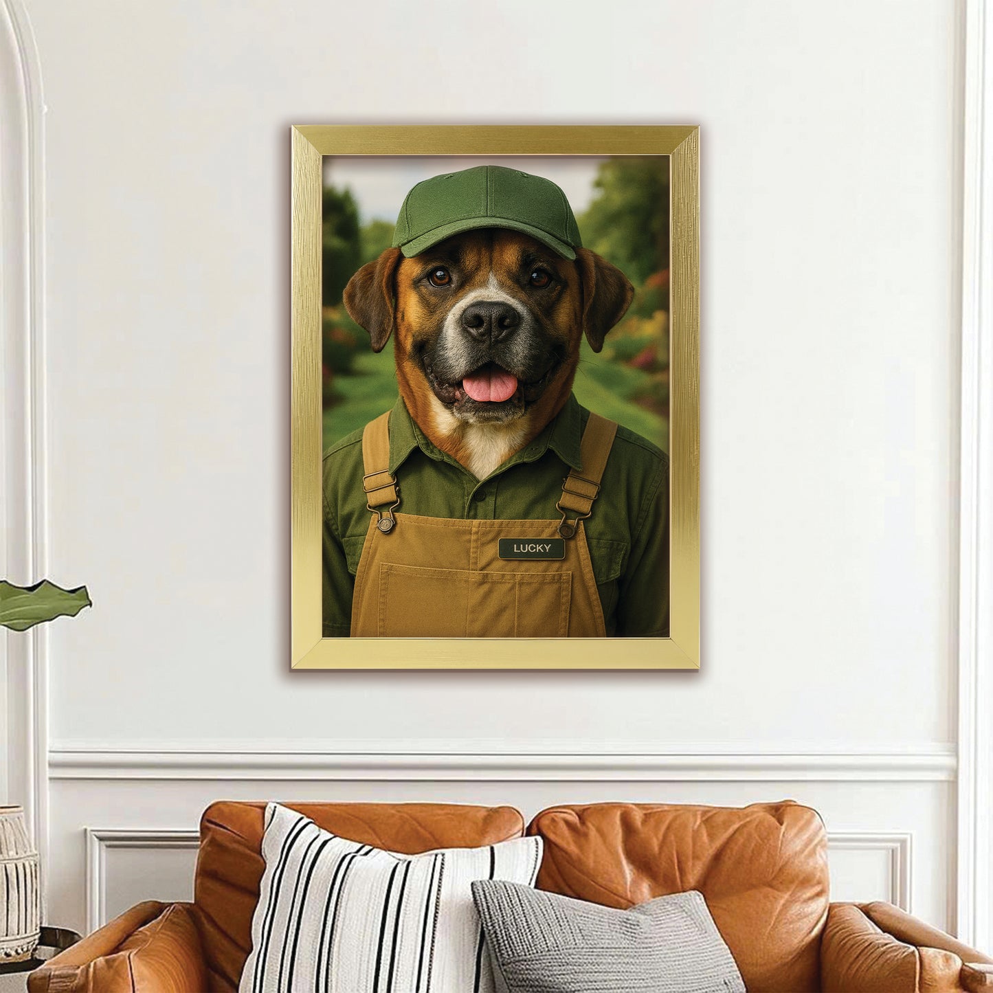 Custom Photo Gardener 2 Dog Canvas Framed Wall Art Gift For Dog Lovers