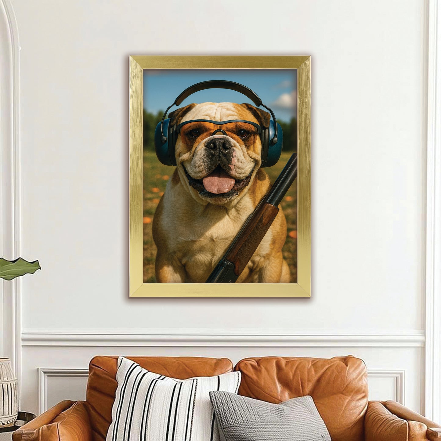 Custom Photo Clay Shooter Dog Canvas Framed Wall Art Gift For Dog Lovers
