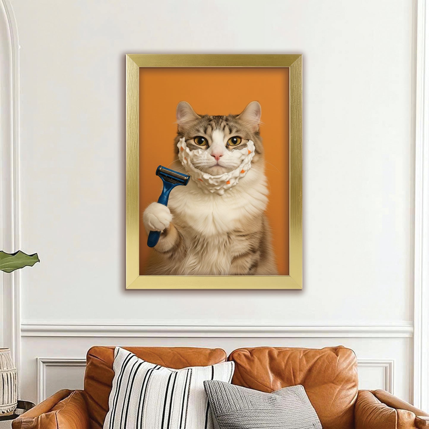 Custom Photo Cat Bathroom Style 36 Canvas Framed Wall Art Gift For Cat Lovers