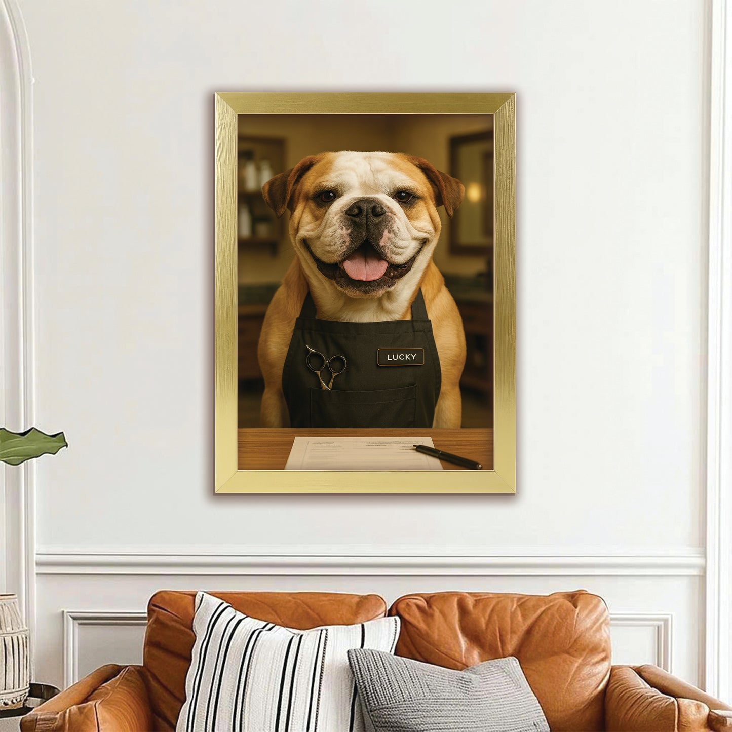 Custom Photo Groomer Dog Canvas Framed Wall Art Gift For Dog Lovers