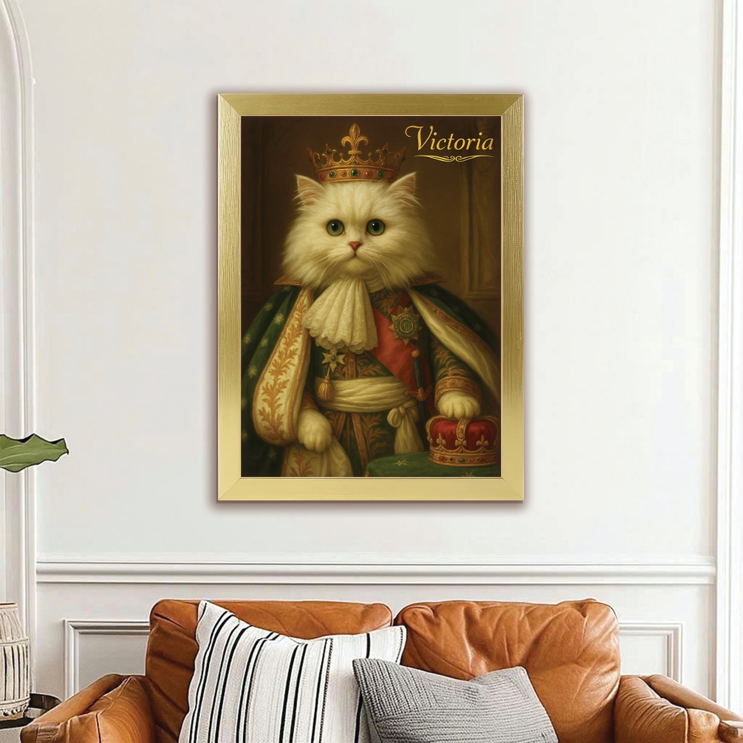 Custom Photo Napoleon Cat Canvas Framed Wall Art Gift For Cat Lovers