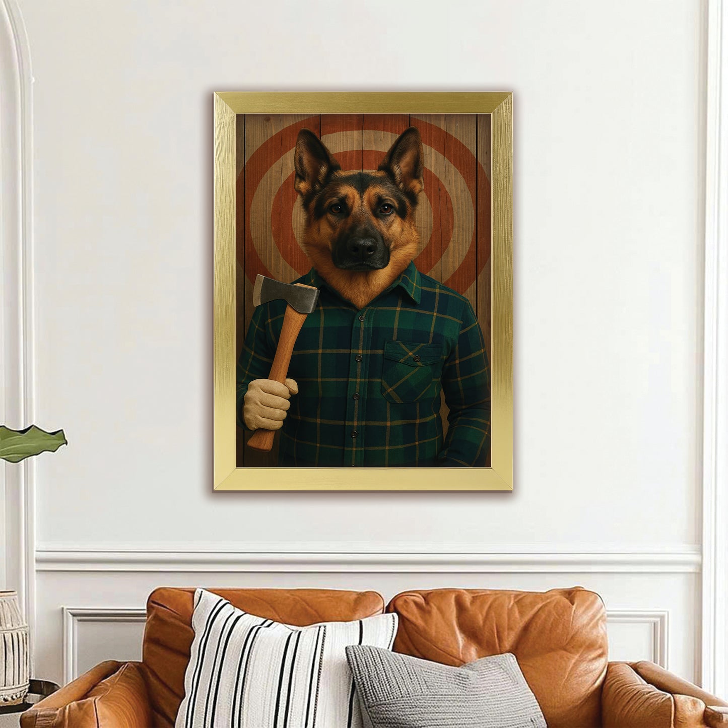 Custom Photo Axe Throw Dog Canvas Framed Wall Art Gift For Dog Lovers