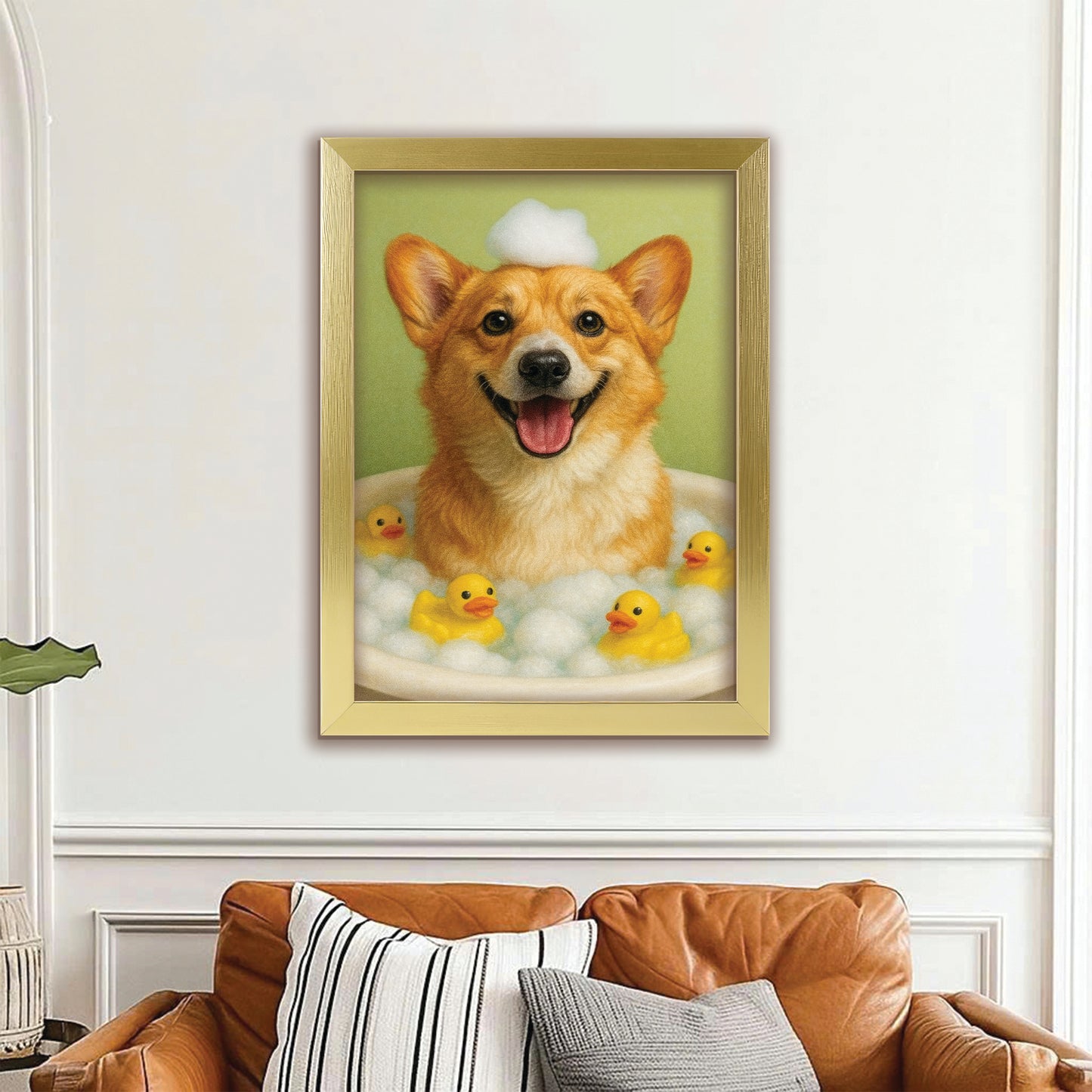 Custom Photo Dog Bathroom Style 25 Canvas Framed Wall Art Gift For Dog Lovers
