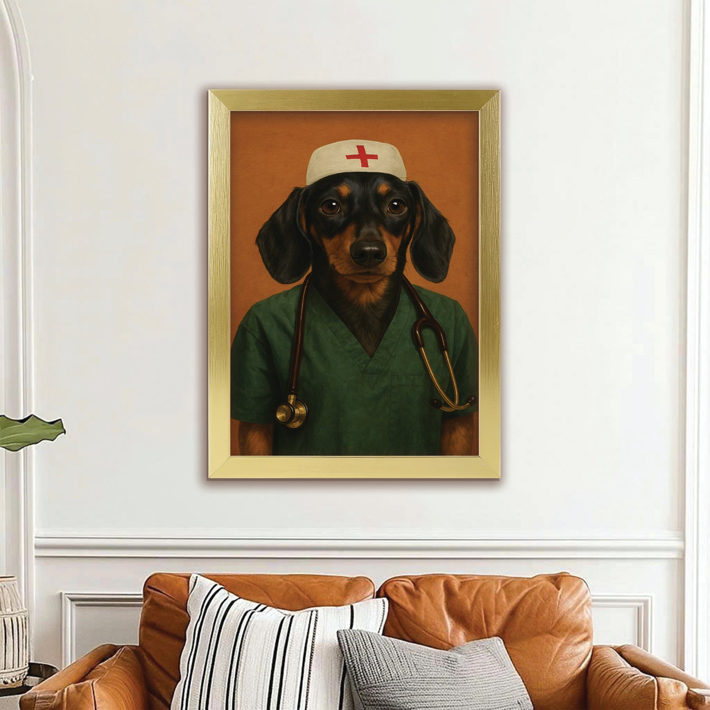 Custom Photo Nurse Dog Canvas Framed Wall Art Gift For Dog Lovers