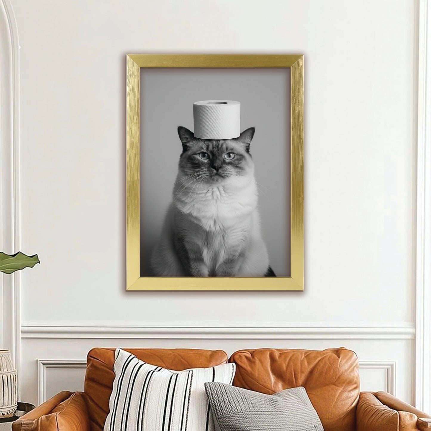 Custom Photo Cat Bathroom Style 11 Canvas Framed Wall Art Gift For Cat Lovers