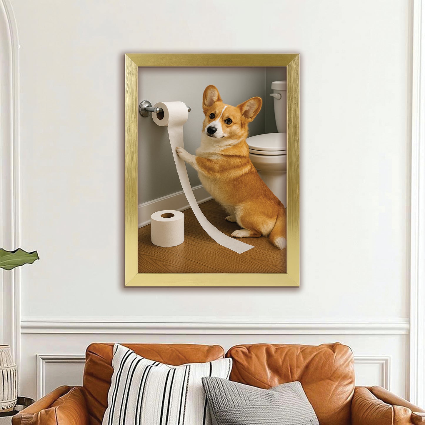 Custom Photo Dog Bathroom Style 18 Canvas Framed Wall Art Gift For Canvas Framed Wall Art