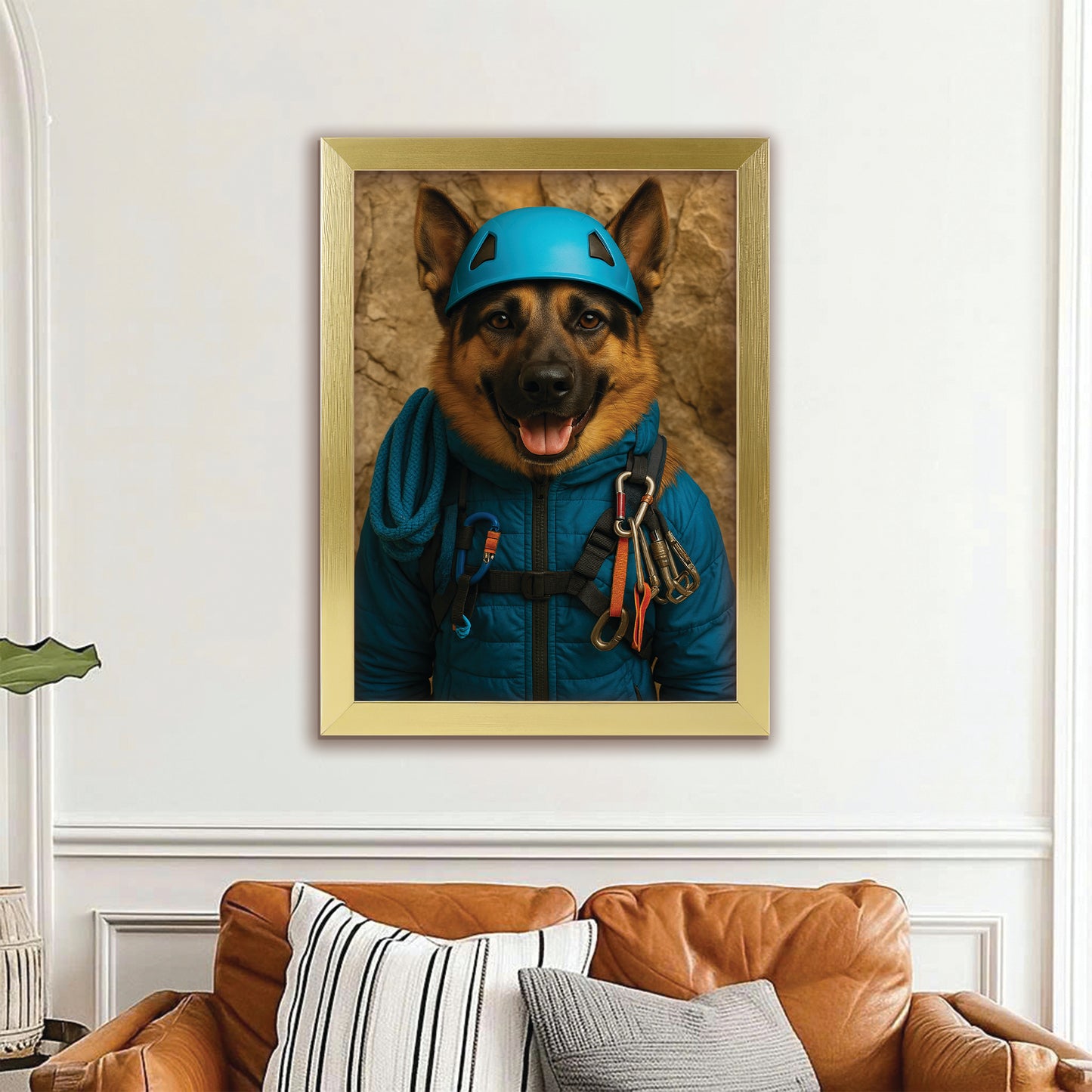 Custom Photo Climber Dog Canvas Framed Wall Art Gift For Dog Lovers