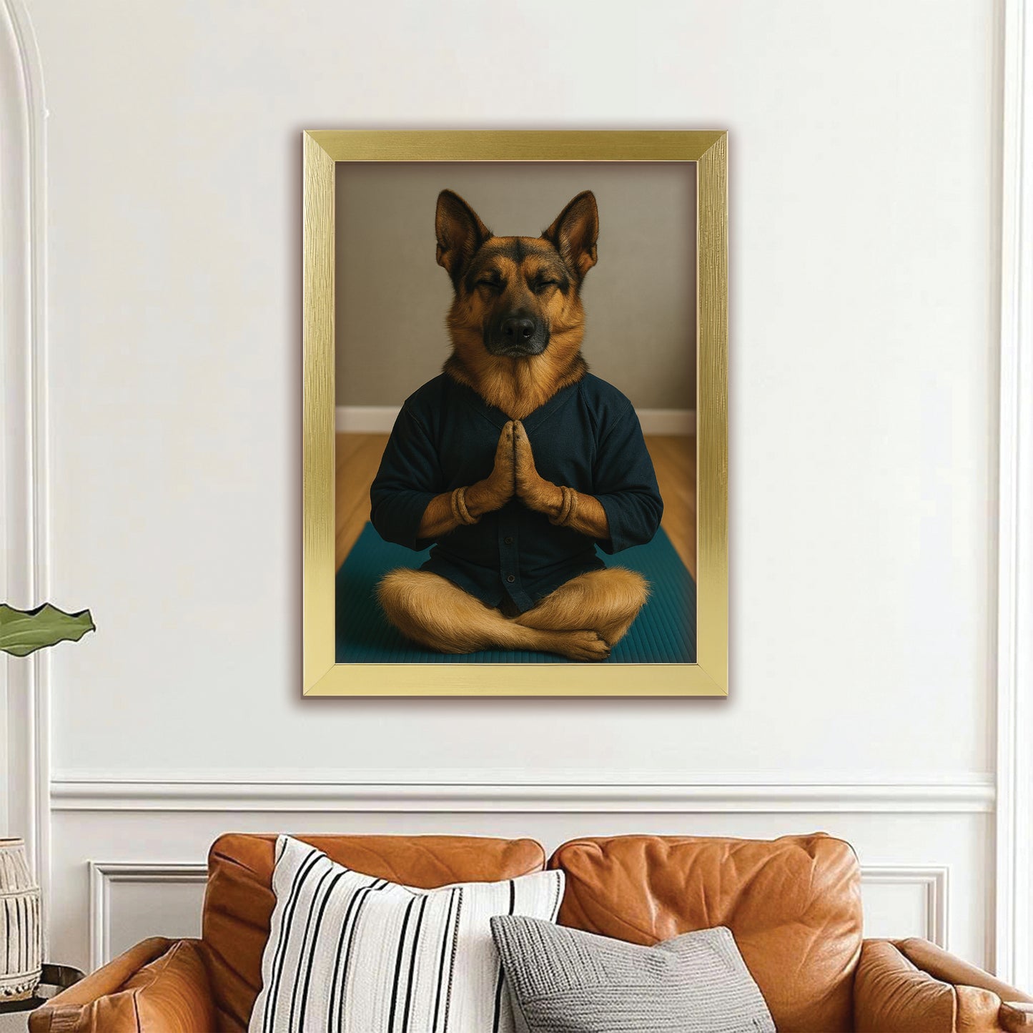 Custom Photo Yoga Dog Canvas Framed Wall Art Gift For Dog Lovers