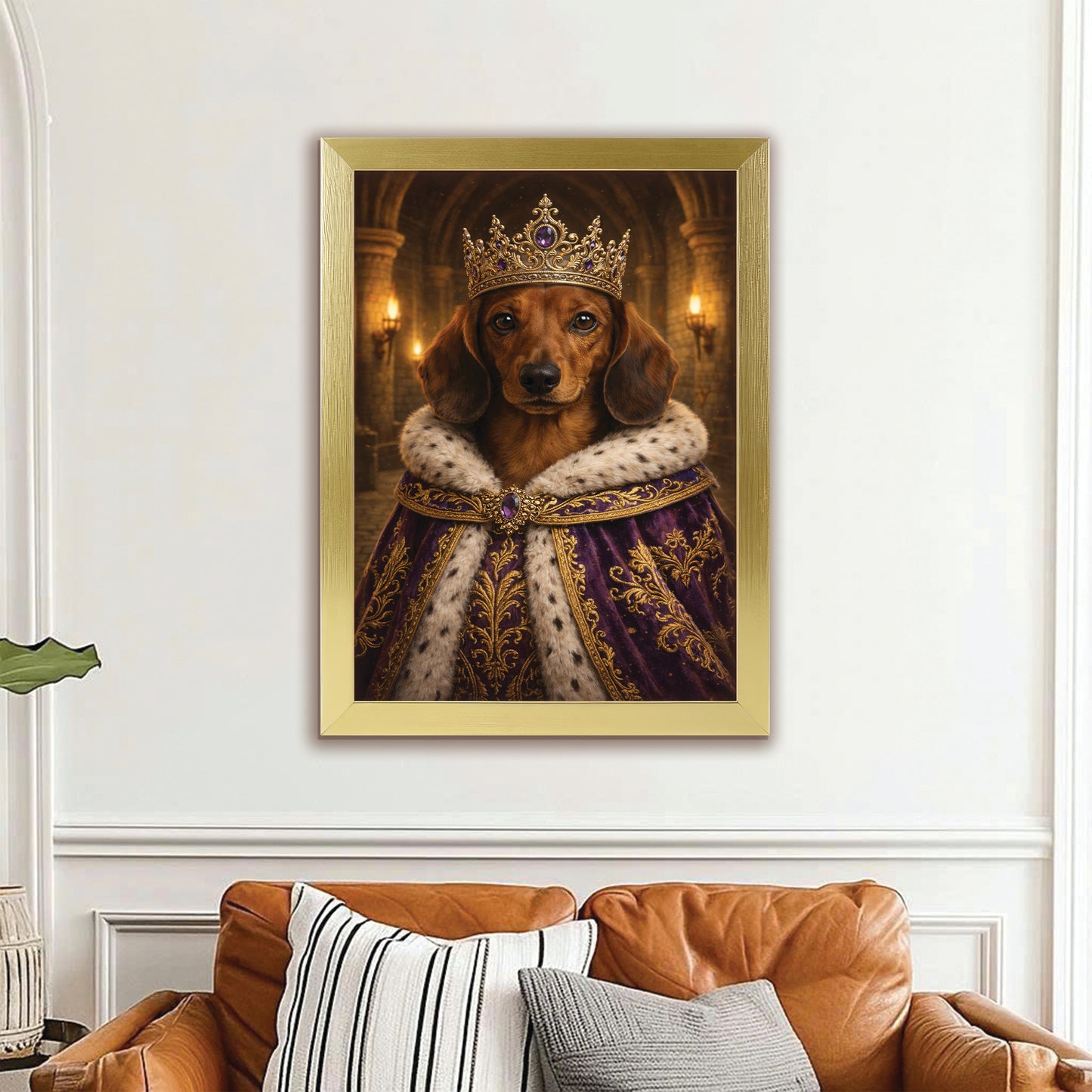 Custom Photo Queen King Dog Canvas Framed Wall Art Gift For Dog Lovers