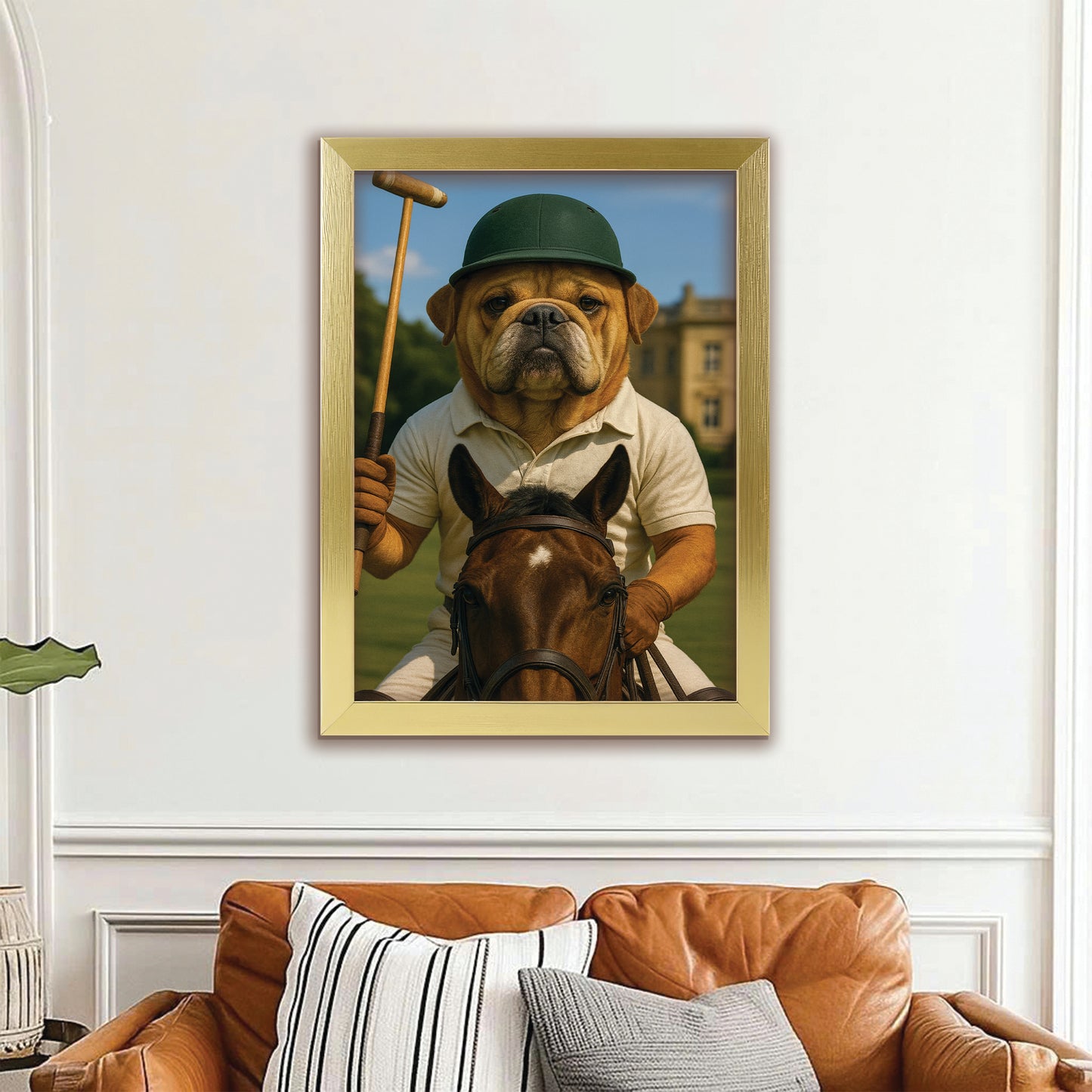 Custom Photo Polo Sport Dog Canvas Framed Wall Art Gift For Dog Lovers
