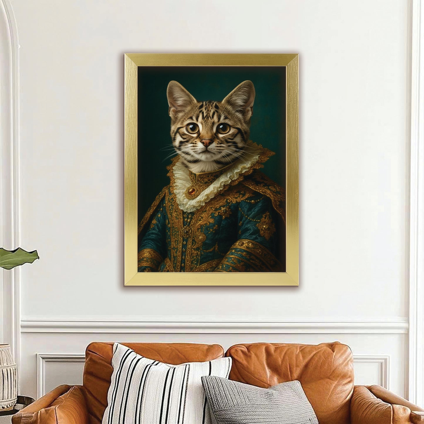 Custom Photo Cat Royal Style 4 Canvas Framed Wall Art Gift For Cat Lovers