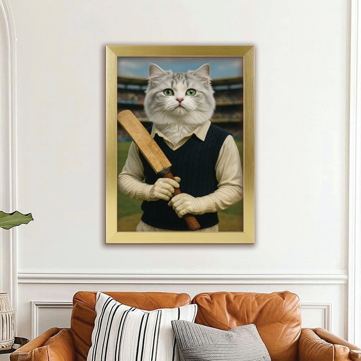 Custom Photo Cricket Cat Canvas Framed Wall Art Gift For Cat Lovers