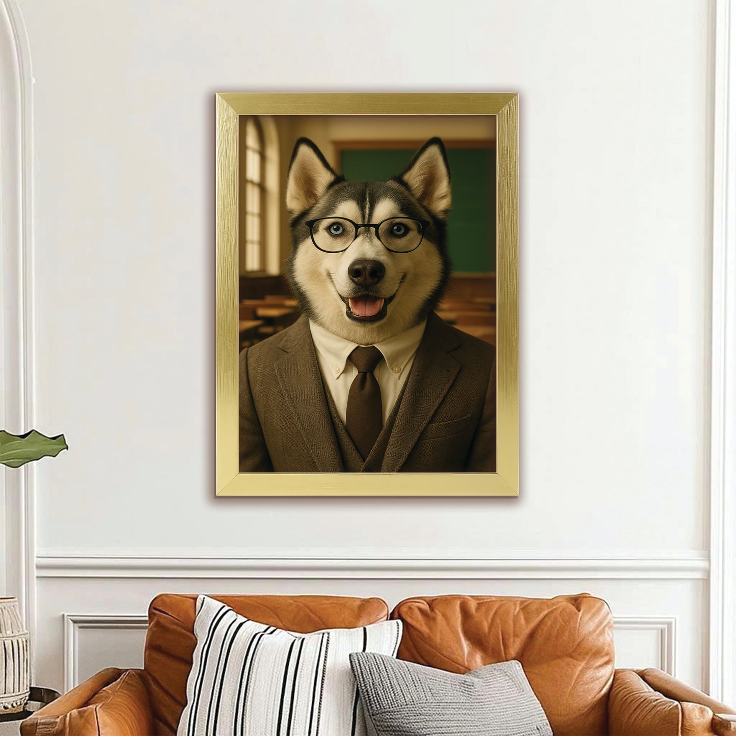 Custom Photo Teacher Dog Canvas Framed Wall Art Gift For Dog Lovers