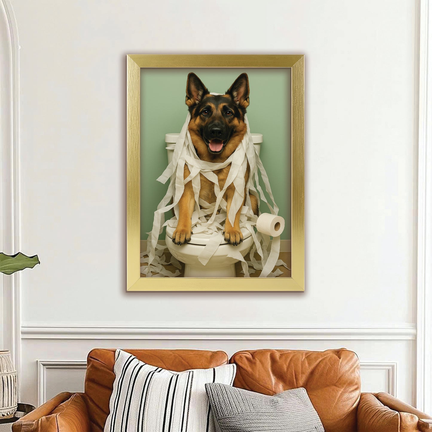 Custom Photo Dog Bathroom Style 26 Canvas Framed Wall Art Gift For Dog Lovers