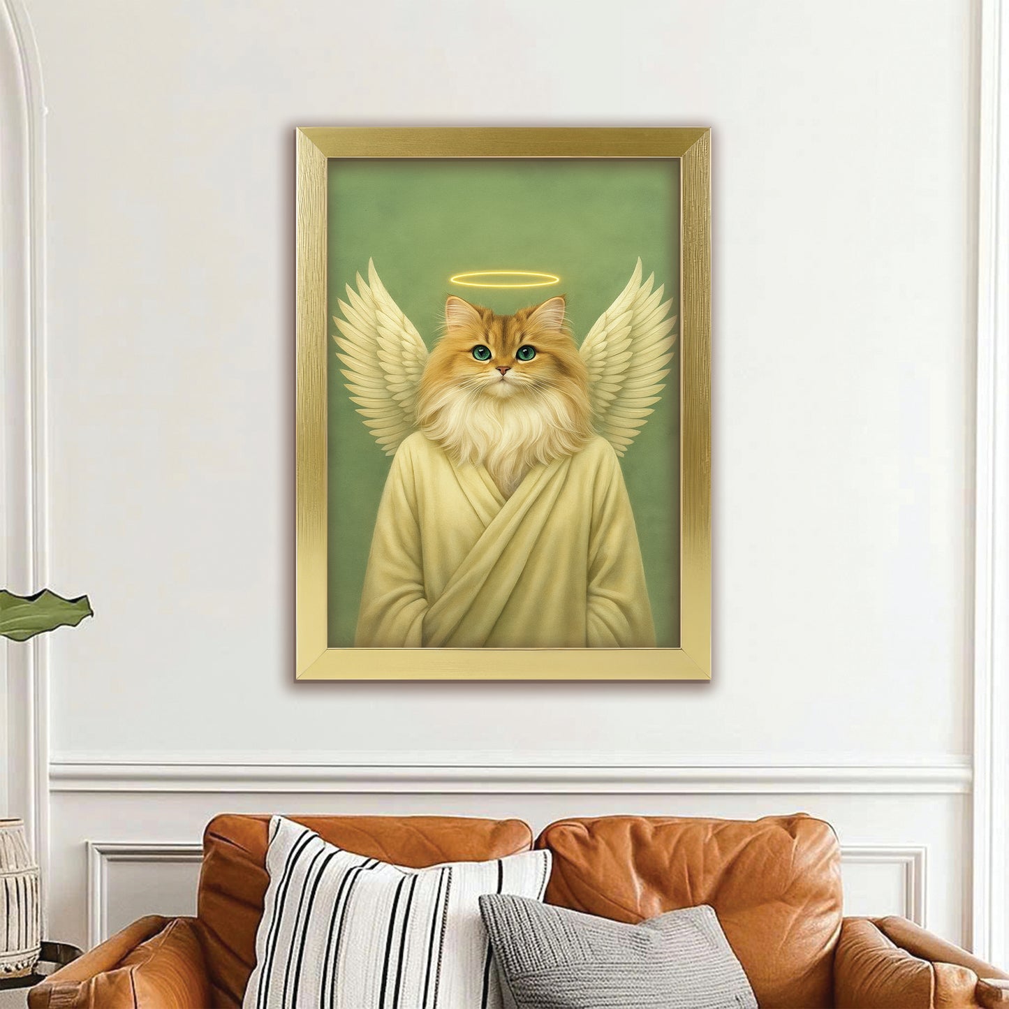 Custom Photo Angel Cat Canvas Framed Wall Art Memorial Gift For Cat Lover