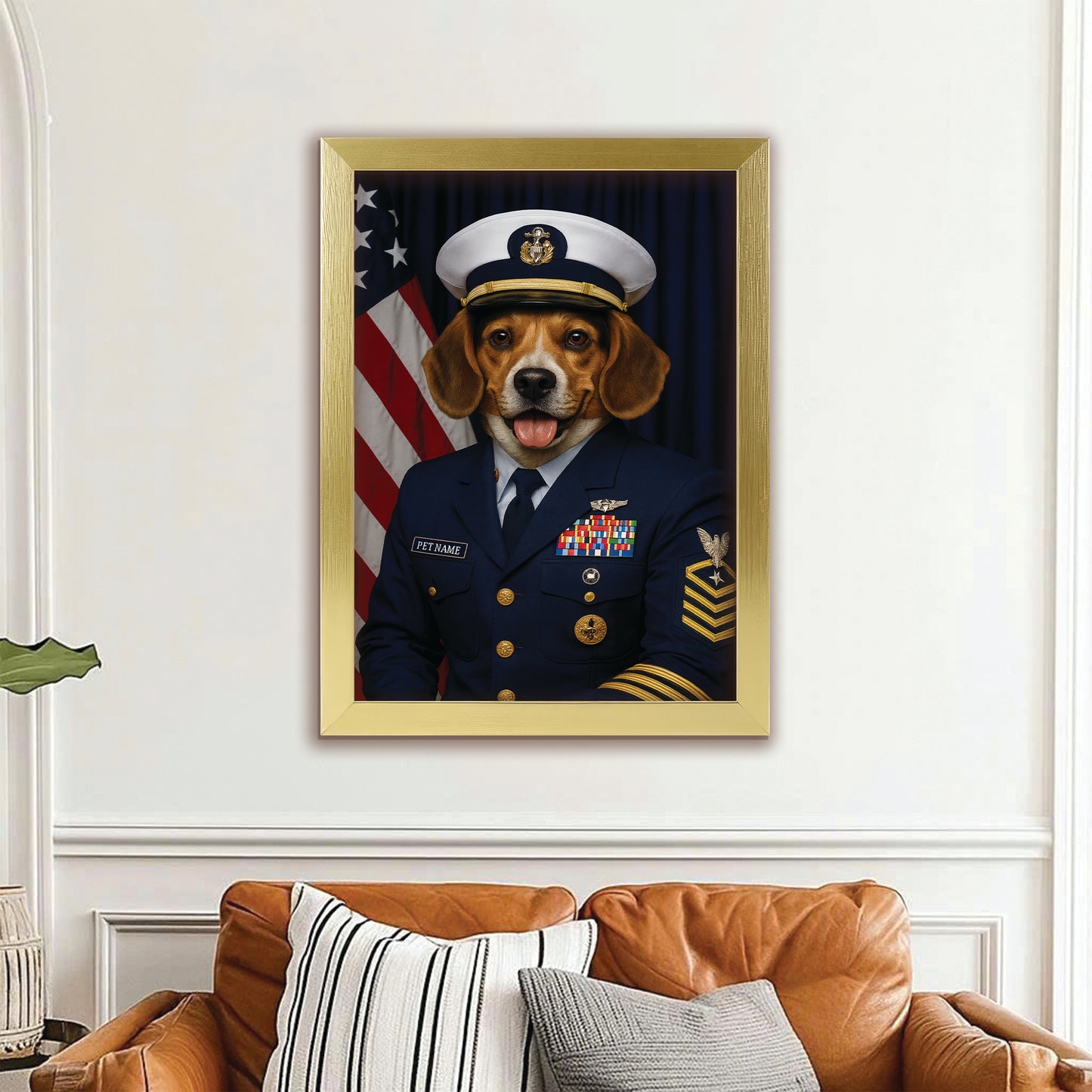 Custom Dog Photo Us Navy Canvas Framed Wall Art Framed Wall Art _ Gift For Dog Lovers