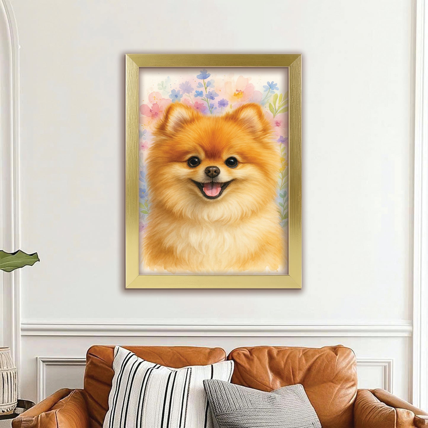 Custom Photo Dog Floral Watercolor Art