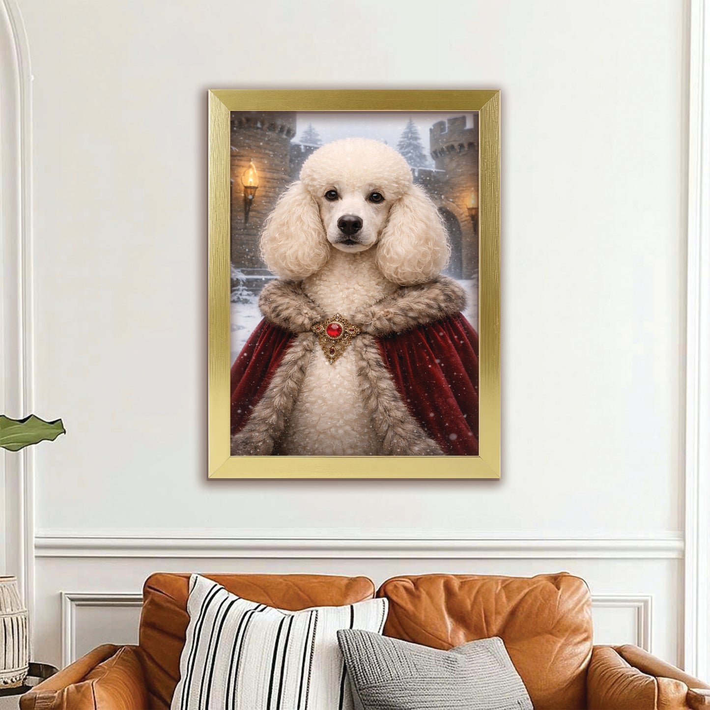 Custom Photo Winter King Royal Canvas Framed Wall Art Gift For Dog Lovers