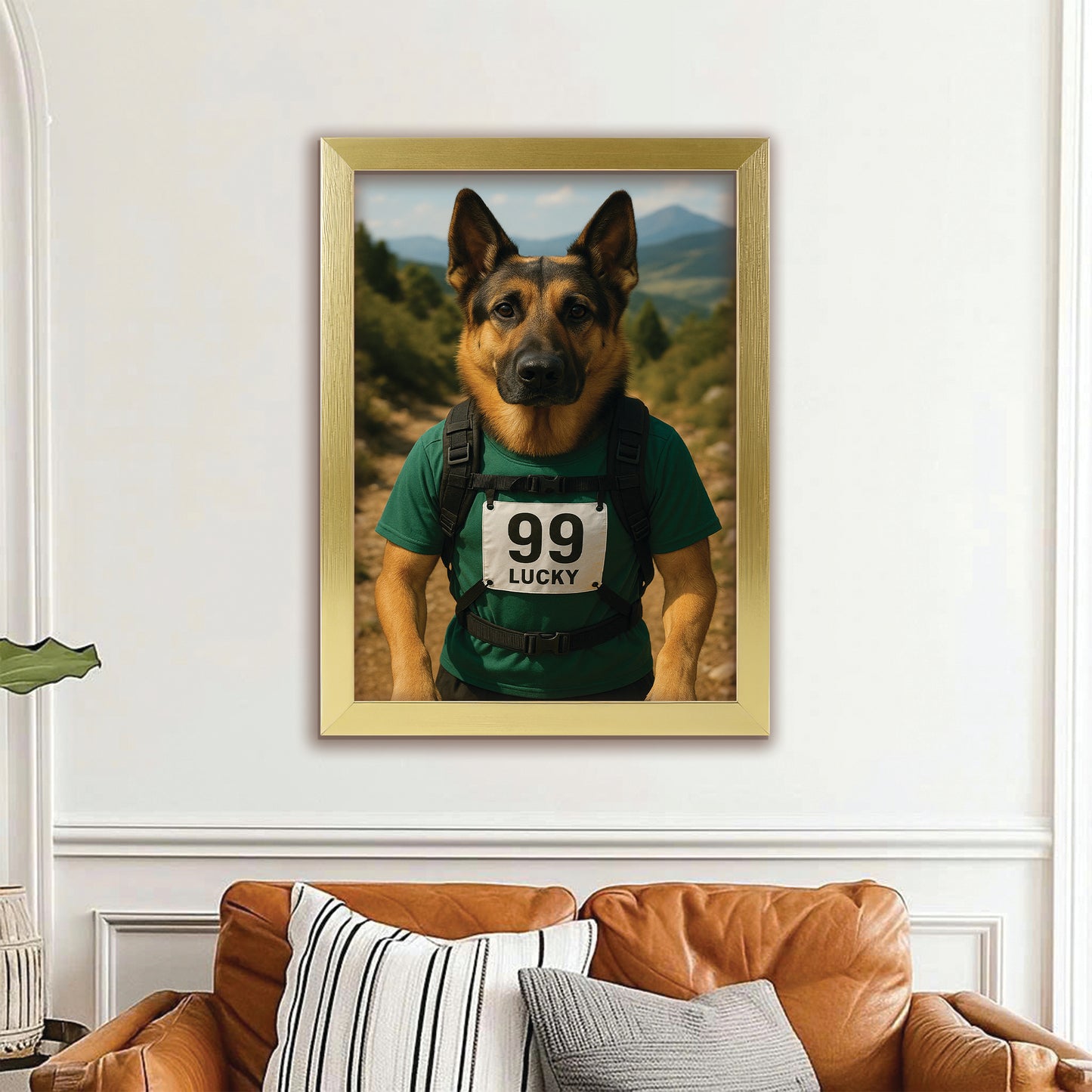 Custom Photo Trail Runner Dog Canvas Framed Wall Art Gift For Dog Lovers