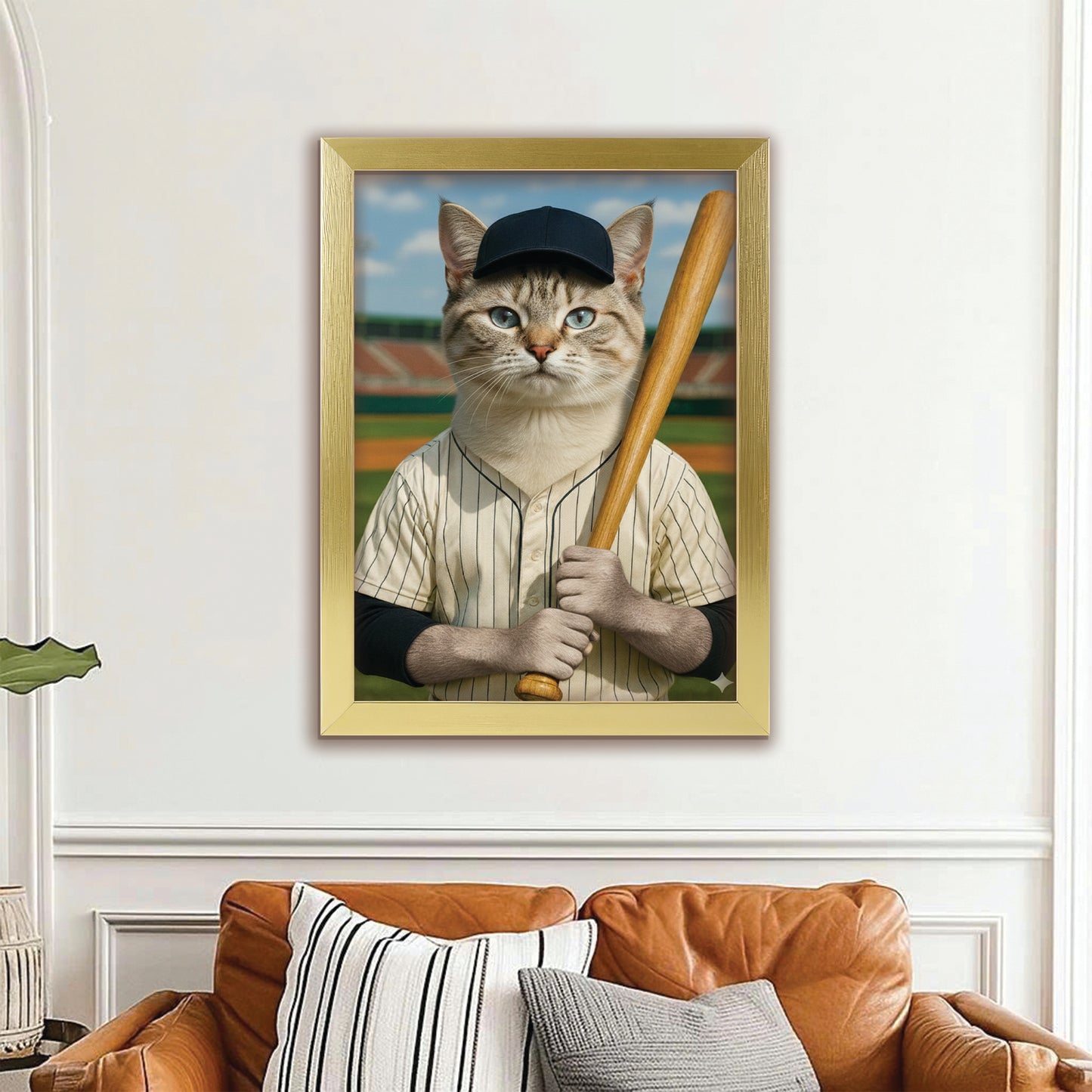 Custom Photo Baseball Player Cat Gift For Cat Lovers