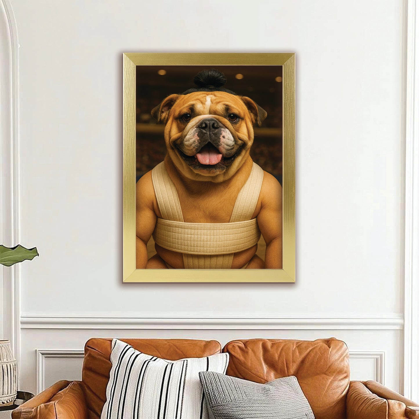 Custom Photo Sumo Dog Canvas Framed Wall Art Gift For Dog Lovers