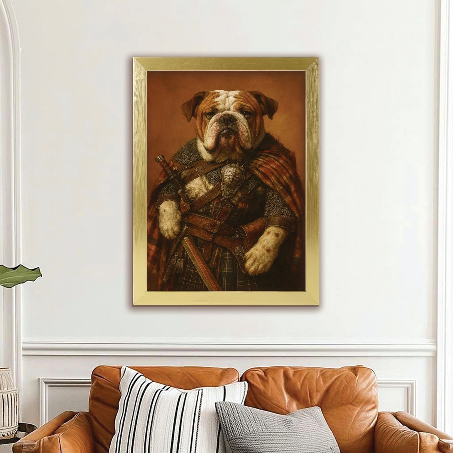 Custom Photo Royal Knight Dog Canvas Framed Wall Art Gift For Dog Lovers