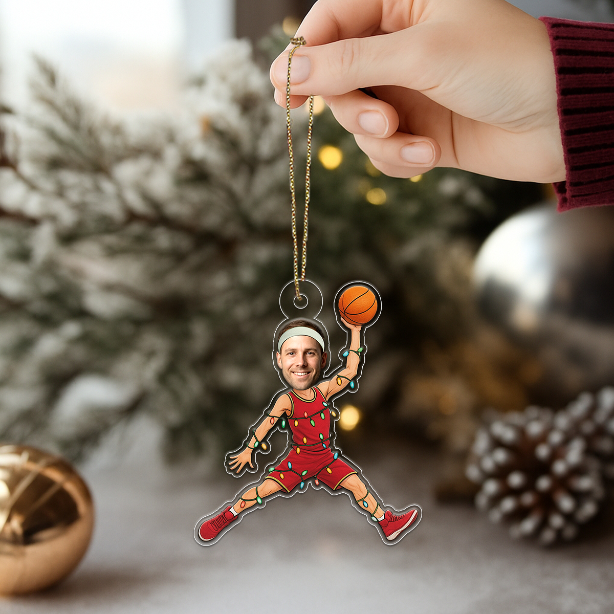 Custom Photo Christmas Basketball Players Acrylic Ornament Christmas Gift