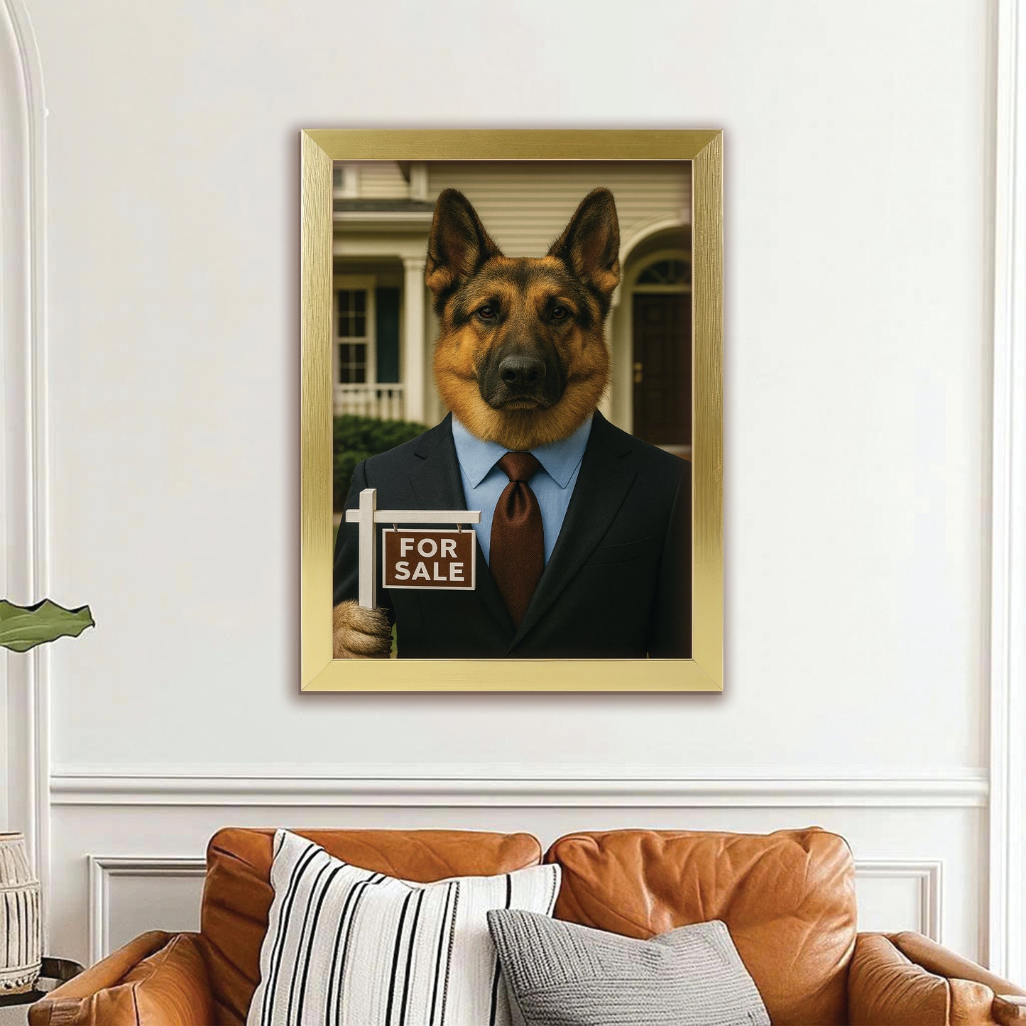 Custom Photo Realtor Dog Canvas Framed Wall Art Gift For Dog Lovers
