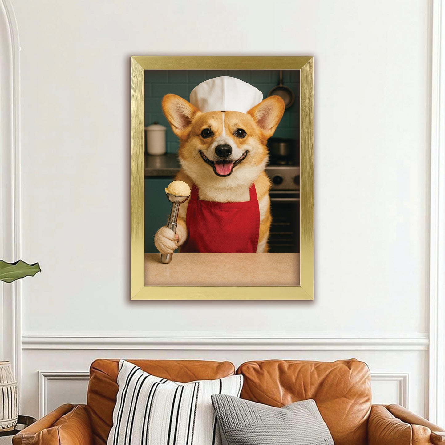 Custom Photo Dog Chef Canvas Framed Wall Art Gift For Dog Lovers