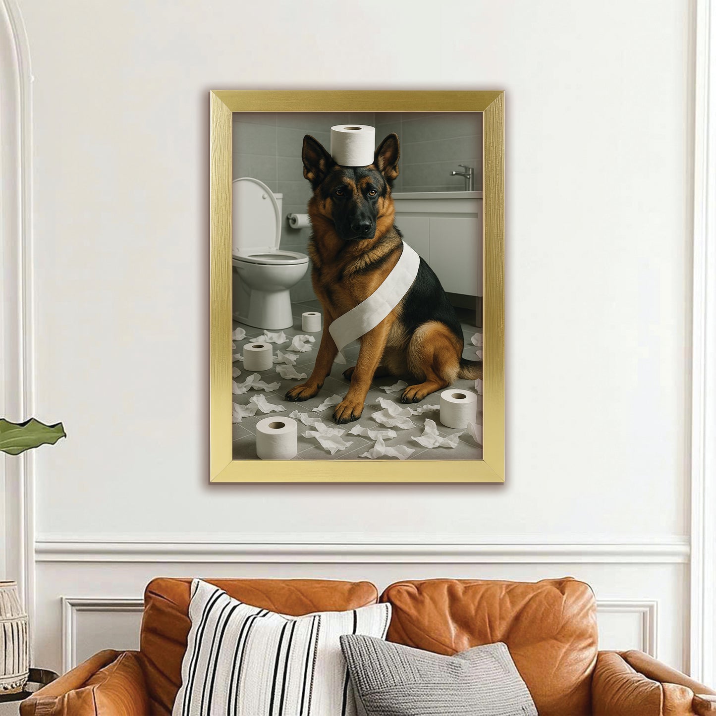 Custom Photo Dog Bathroom Style 19 Canvas Framed Wall Art Gift For Dog Lovers