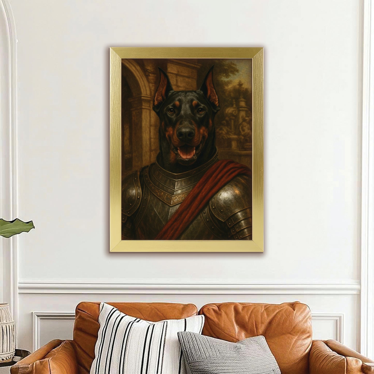 Custom Photo Dog Knight Canvas Framed Wall Art Gift For Dog Lovers