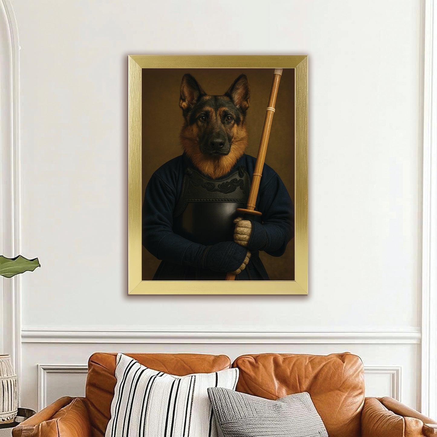 Custom Photo Kendo Dog Canvas Framed Wall Art Gift For Dog Lovers