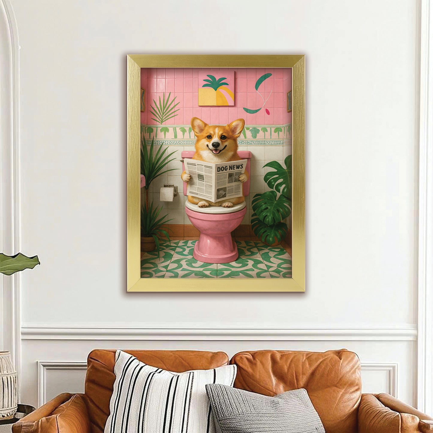 Custom Photo Dog Bathroom Style 10 Canvas Framed Wall Art Gift For Dog Lovers
