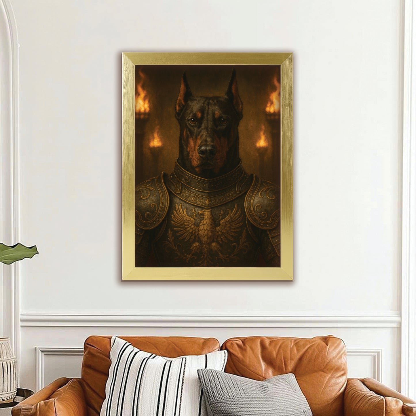 Custom Photo Dog Knight Royal Canvas Framed Wall Art Gift For Dog Lovers