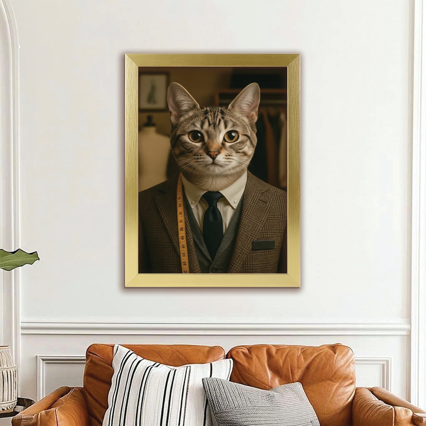 Custom Photo Tailor Cat Canvas Framed Wall Art Gift For Cat Lovers