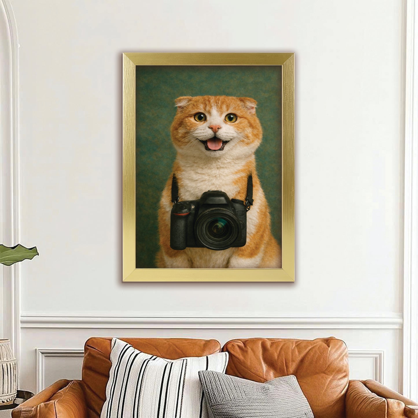 Custom Photo Photographer Cat Canvas Framed Wall Art Gift For Cat Lovers