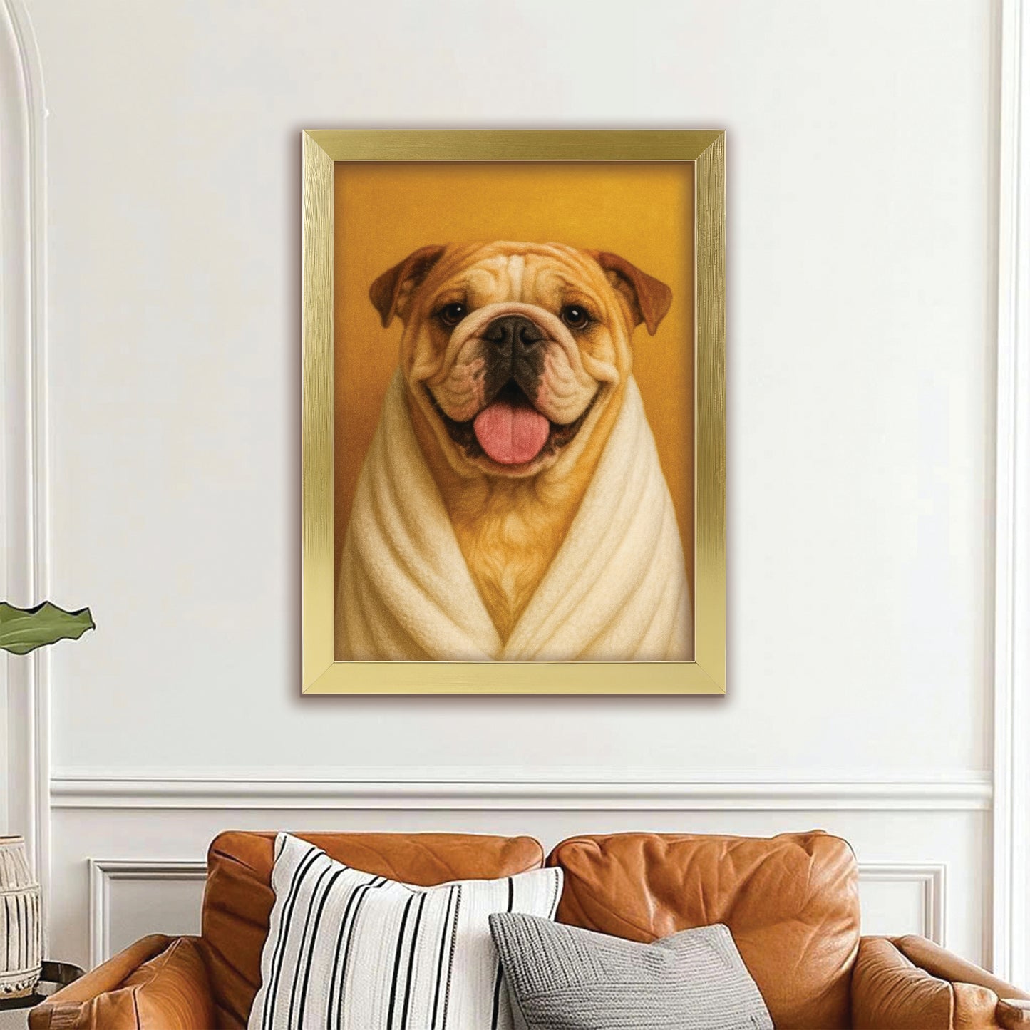 Custom Photo Dog Bathroom Style 30 Canvas Framed Wall Art Gift For Dog Lovers
