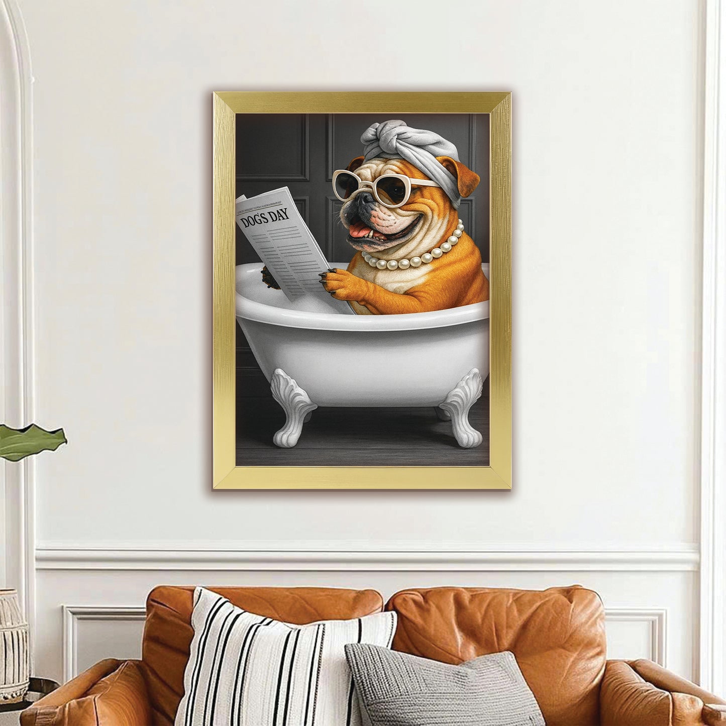 Custom Photo Dog Bathroom Style 9 Canvas Framed Wall Art Gift For Dog Lovers