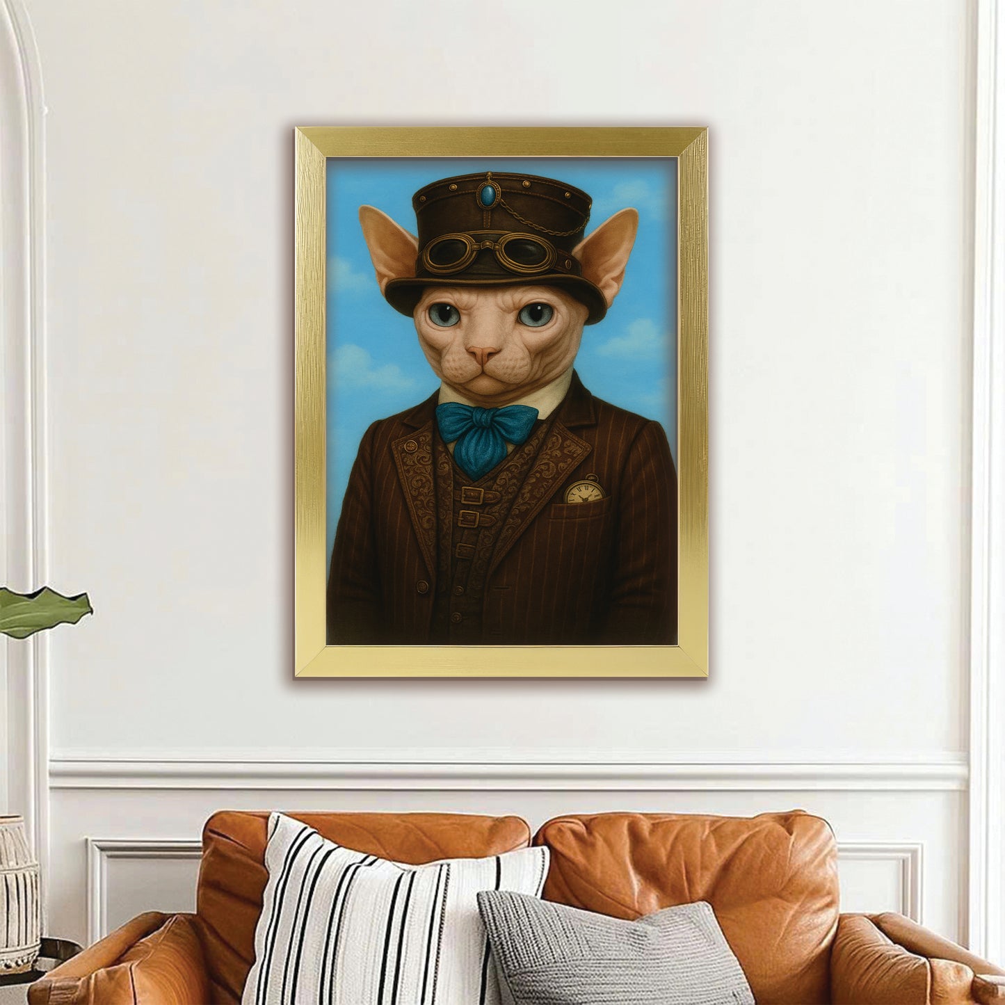 Custom Photo Pilot Cat Canvas Framed Wall Art Gift For Cat Lovers
