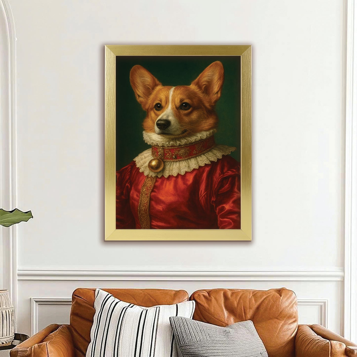 Custom Photo Dog Potrait Royal Canvas Framed Wall Art Gift For Dog Lovers