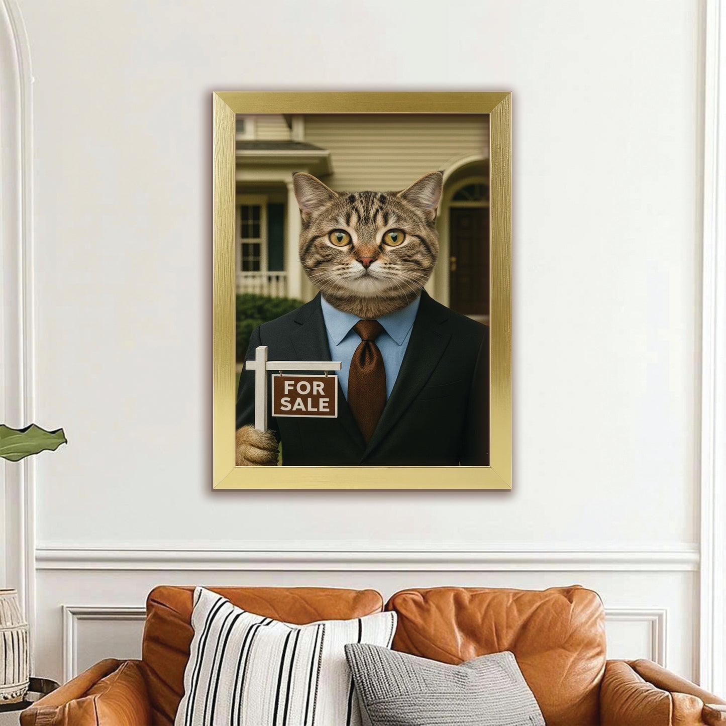 Custom Photo Realtor Cat Canvas Framed Wall Art Gift For Cat Lovers