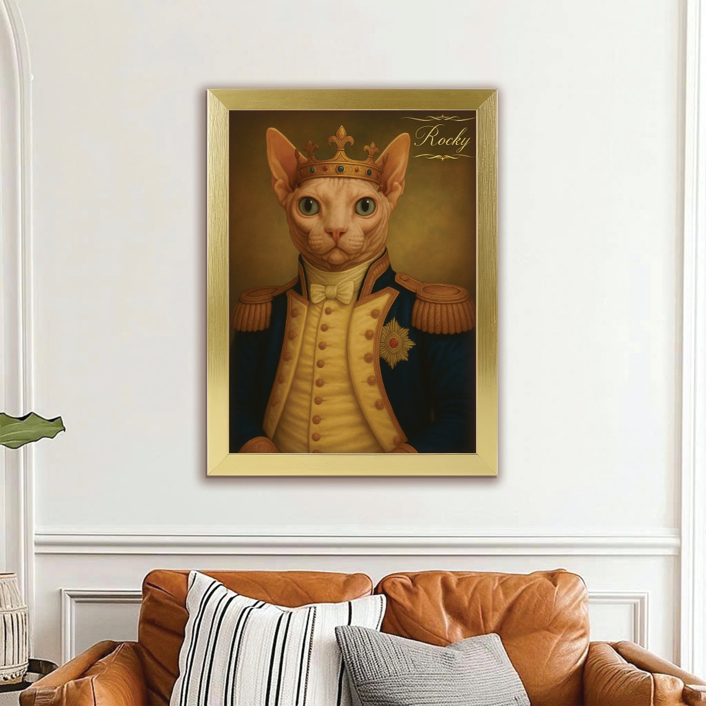 Custom Photo Great Captain Cat Canvas Framed Wall Art Gift For Cat Lovers