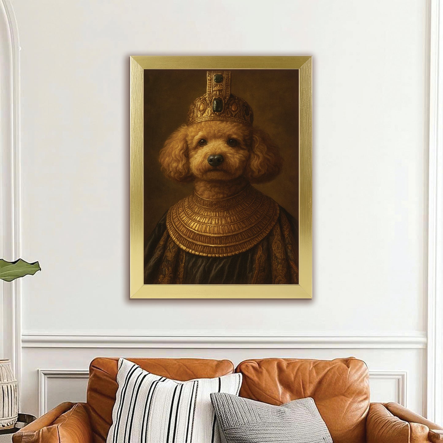 Custom Photo Dog Royal Style 1 Canvas Framed Wall Art Gift For Dog Lovers