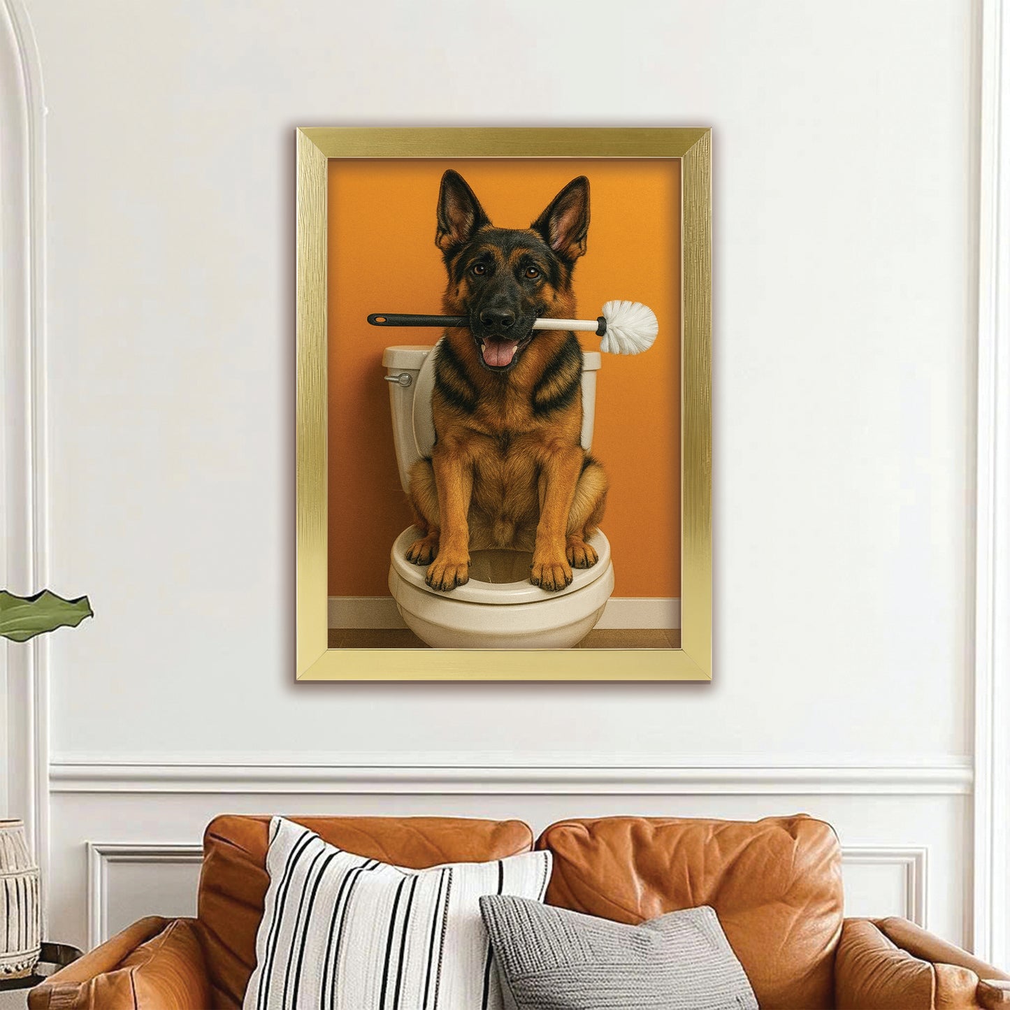 Custom Photo Dog Bathroom Style 31 Canvas Framed Wall Art Gift For Dog Lovers