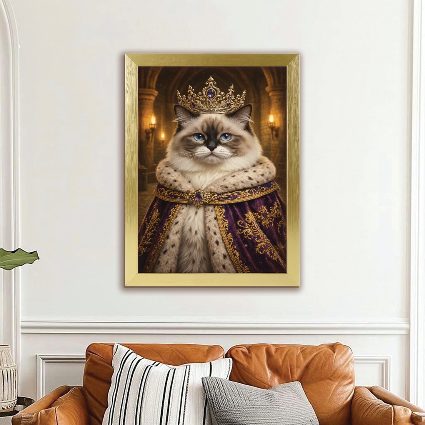Custom Photo Queen King Cat Canvas Framed Wall Art Gift For Cat Lovers